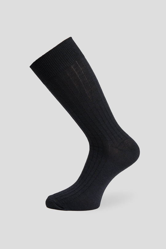 Exclusive sort ribbed uldstrømper Lindner