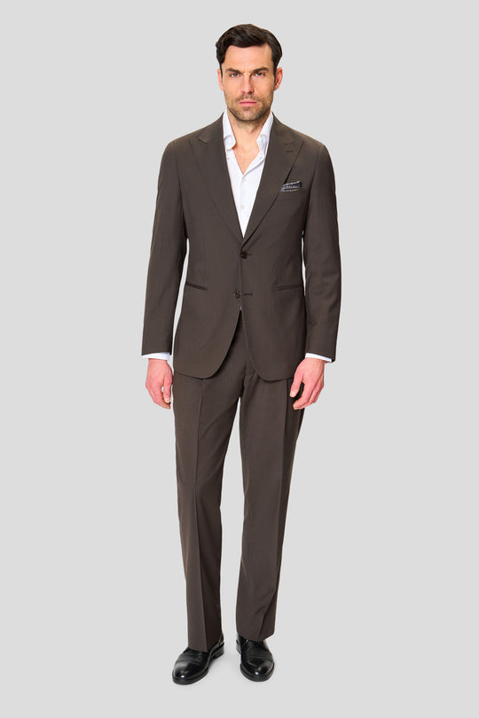EXCLUSIVE brun blazer med nålestriber