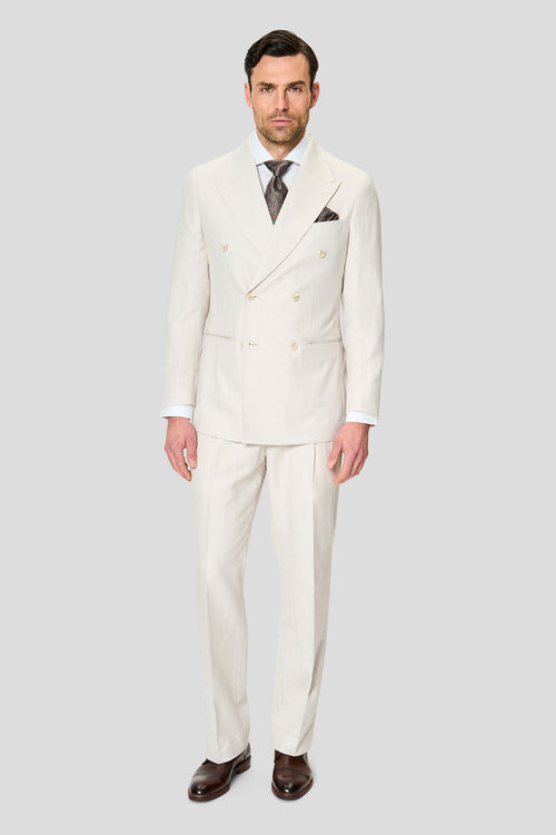 PRESTIGE off-white hørhabitbukser