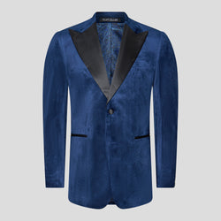 PREMIUM navy velour smoking jakkesæt
