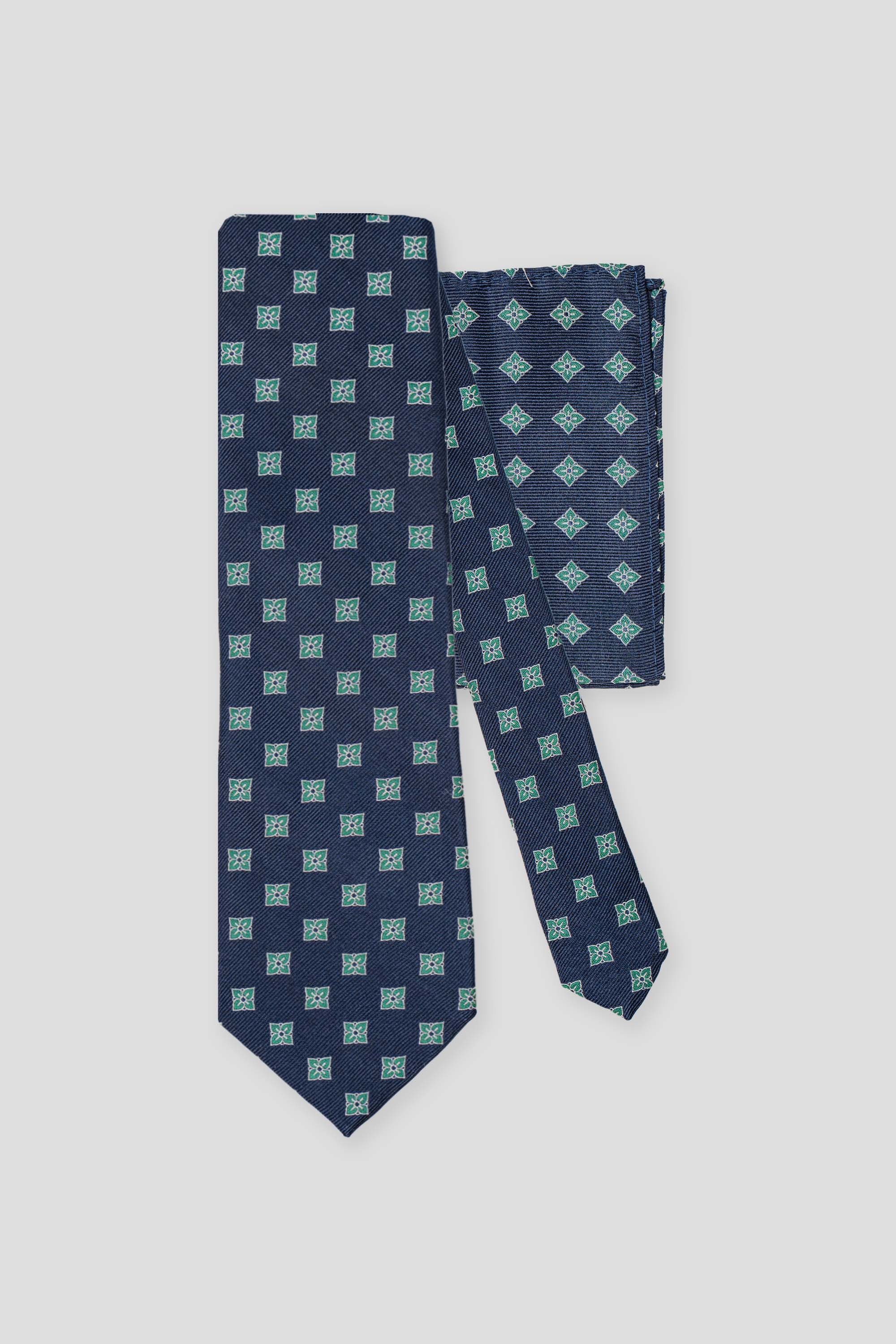 Slips & lommekluds pakke (mørkegrøn blomstret i silke) suitclub.dk