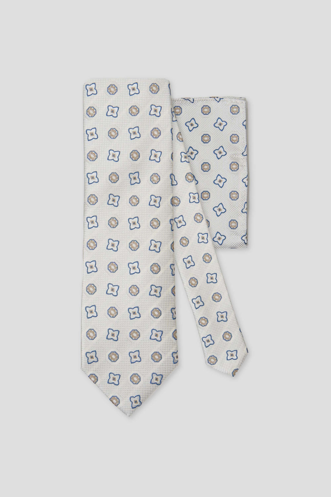 Slips og lommekluds pakke (Off-White blomstret i silke) suitclub.dk