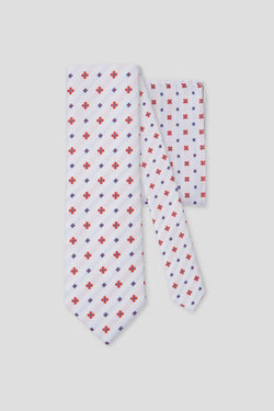 Slips & lommekluds pakke (Hvid & rød blomstret)