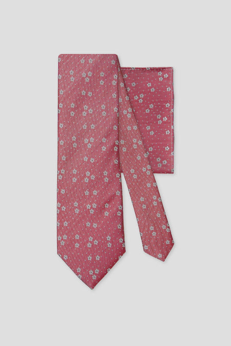 Slips og lommekluds pakke (rosé blomstret i silke)