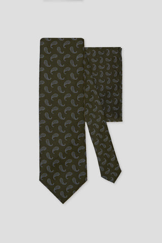 Slips & lommekluds pakke (Grøn paisley) suitclub.dk
