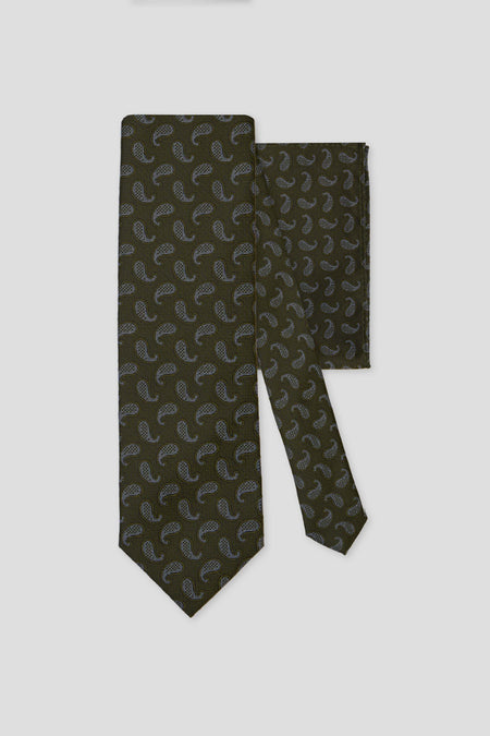 Slips & lommekluds pakke (Grøn paisley)