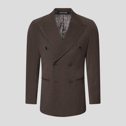 PRESTIGE mørkebrun dobbeltradet blazer