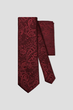 Slips & lommekluds pakke (Rød paisley)