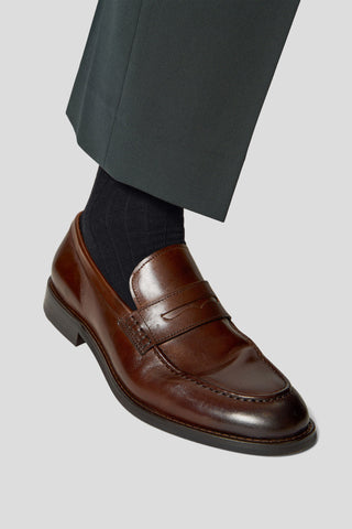 Exclusive sort ribbed uldstrømper Lindner